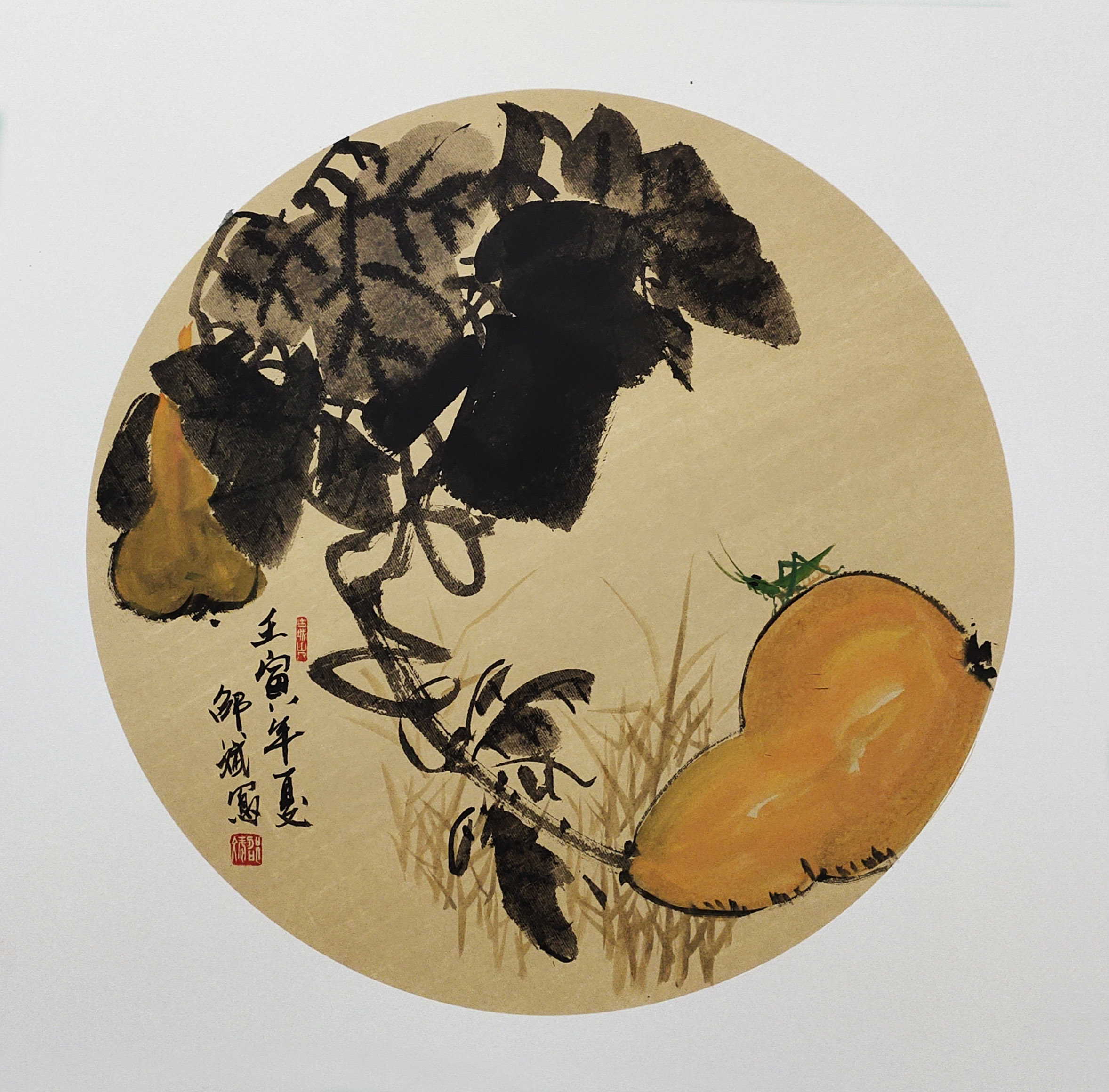 農(nóng)趣 農(nóng)家樂(lè)餐廳食堂國(guó)畫(huà) 葫蘆寫(xiě)意作品 壬寅年夏