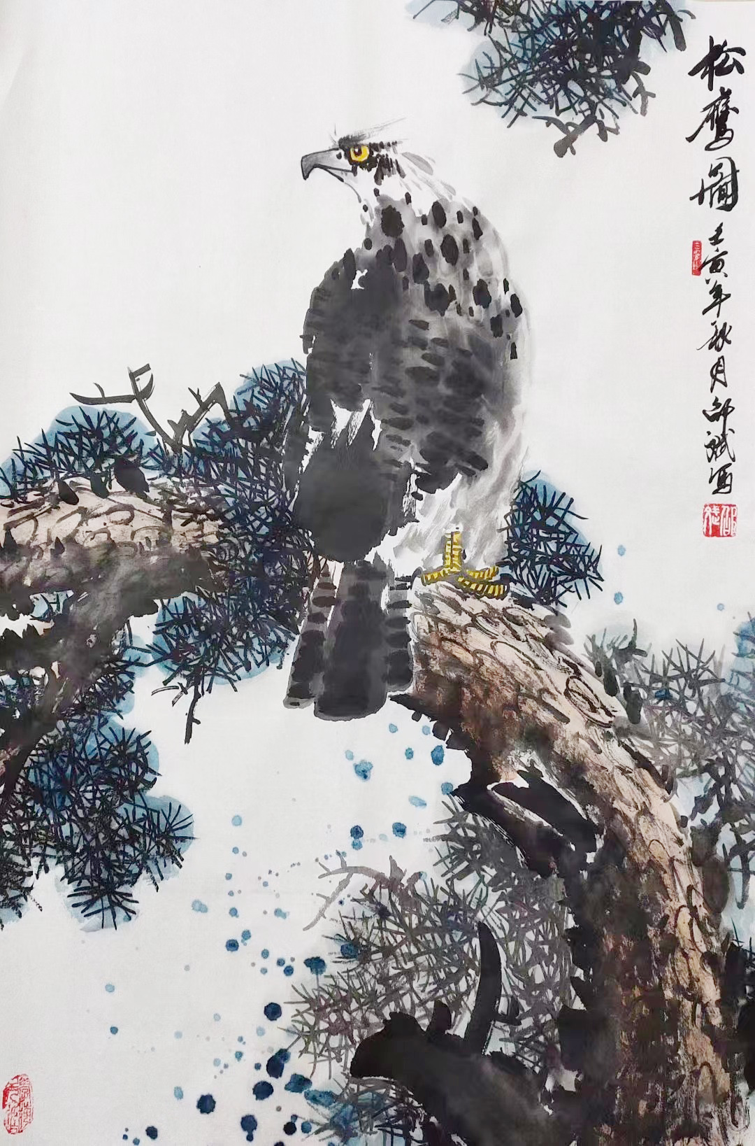 松鷹圖中堂 名家國(guó)畫(huà)作品 壬寅年秋月寫(xiě)